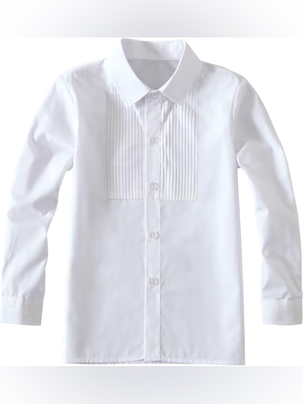 Yuan Lu Boys Classic White Pleated Front Dress Tuxedo Shirt NWOT S8